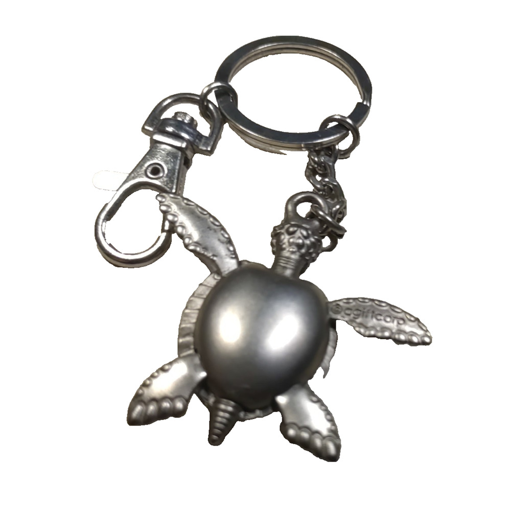 Silver Tone Turtle Articulated Keychain Purse Clip - Picture 3 of 4